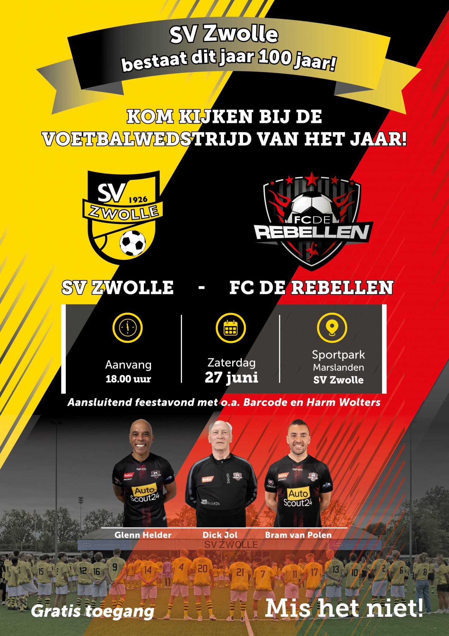 SV Zwolle speelt jubileumwedstrijd tegen FC de Rebellen