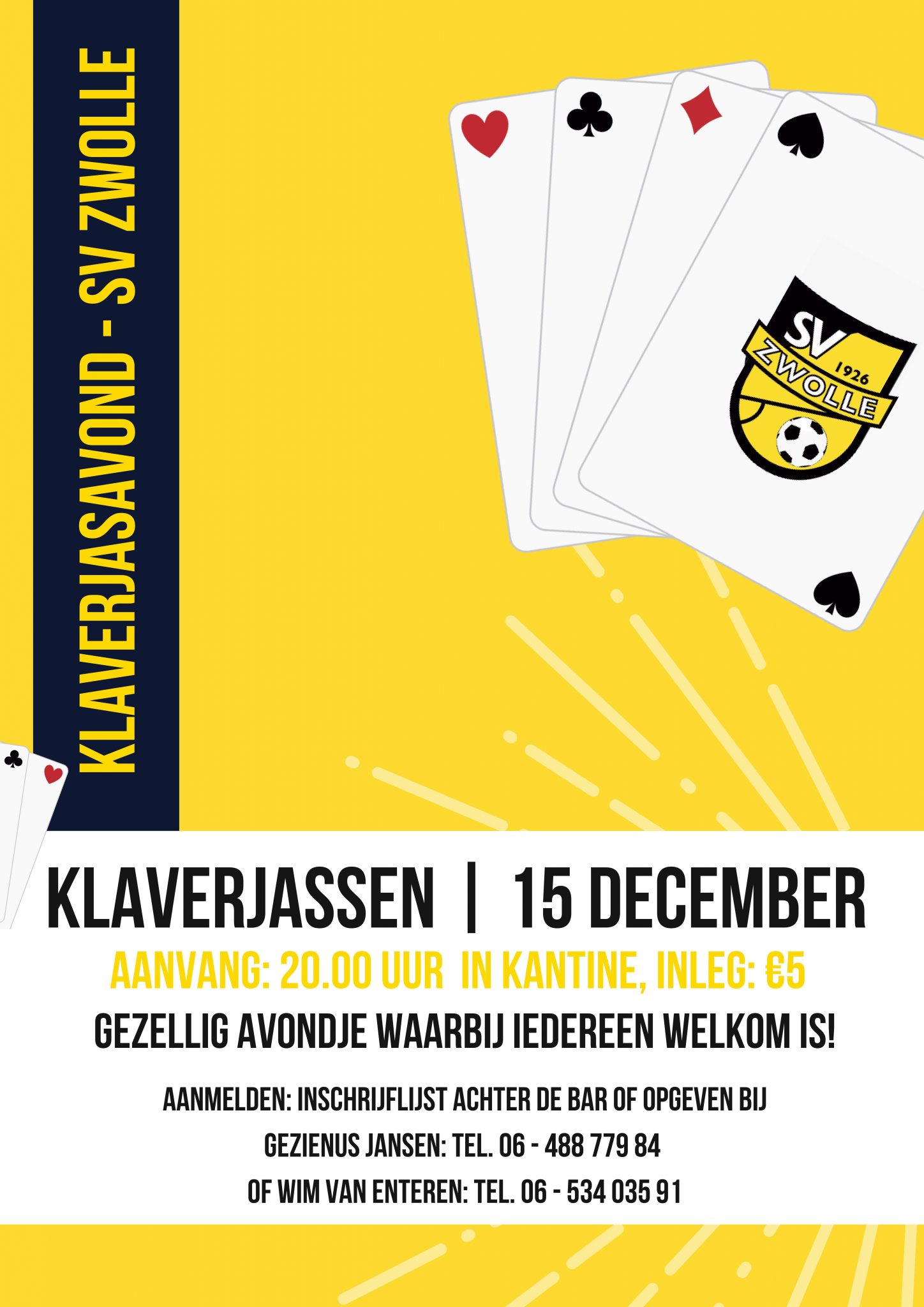 Kerstklaverjassen op vrijdag 15 december