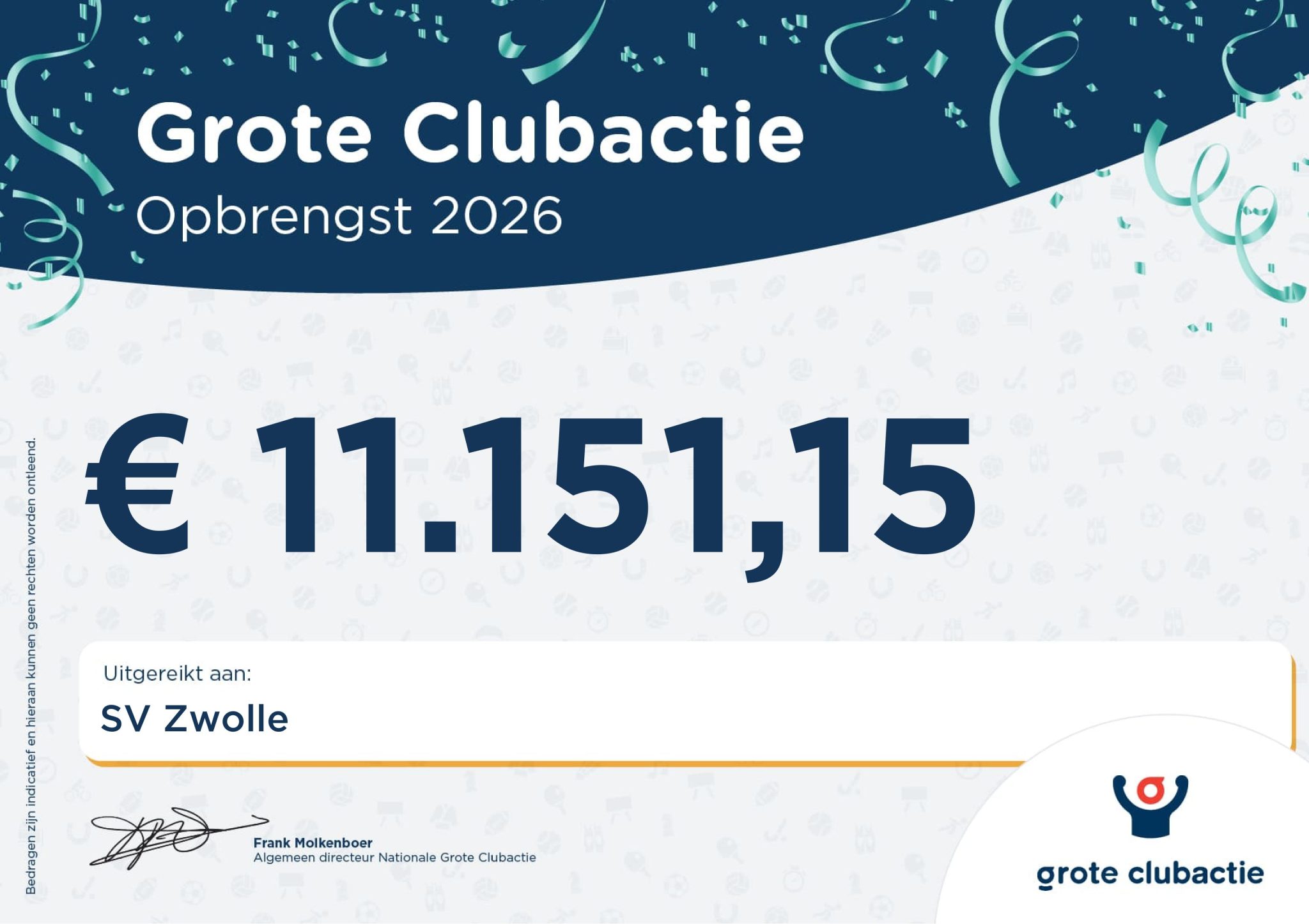 Grote Clubactie levert SV Zwolle opnieuw recordbedrag op